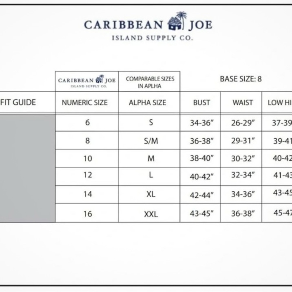 Caribbean Joe Size Chart Guide - Picture 5 of 7